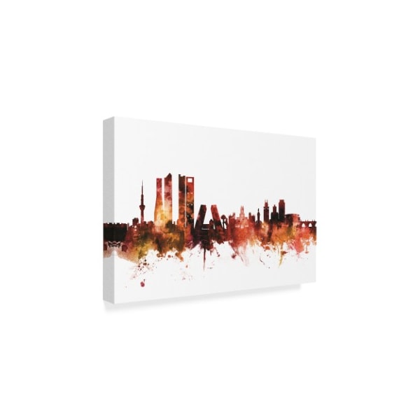 Michael Tompsett 'Madrid Spain Skyline Red' Canvas Art,16x24